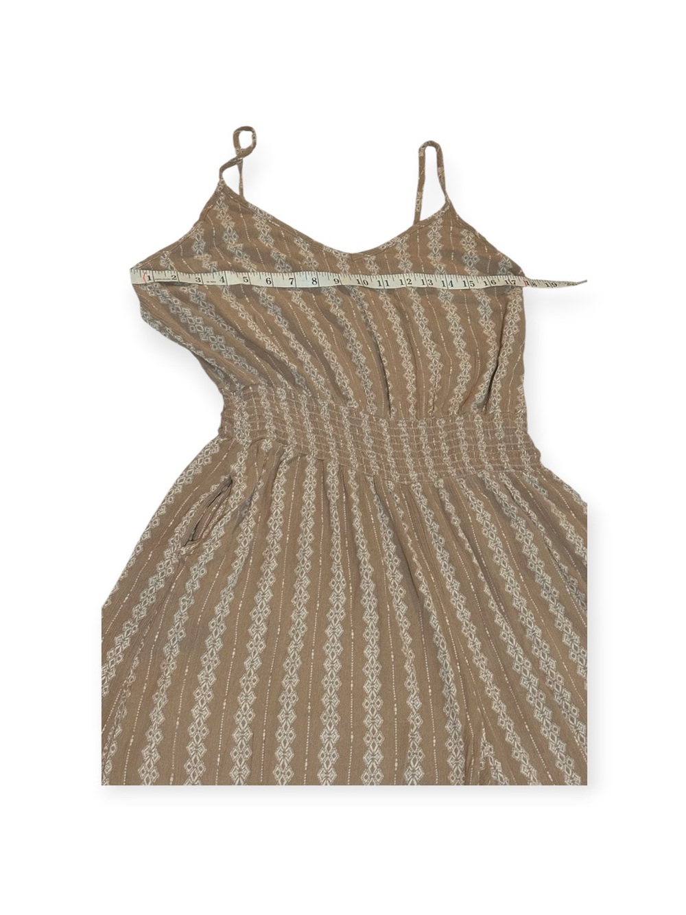 Zenobia Striped Beige Wide-Leg Jumpsuit with Smocked Waist Size 1XL - Picture 5 of 8